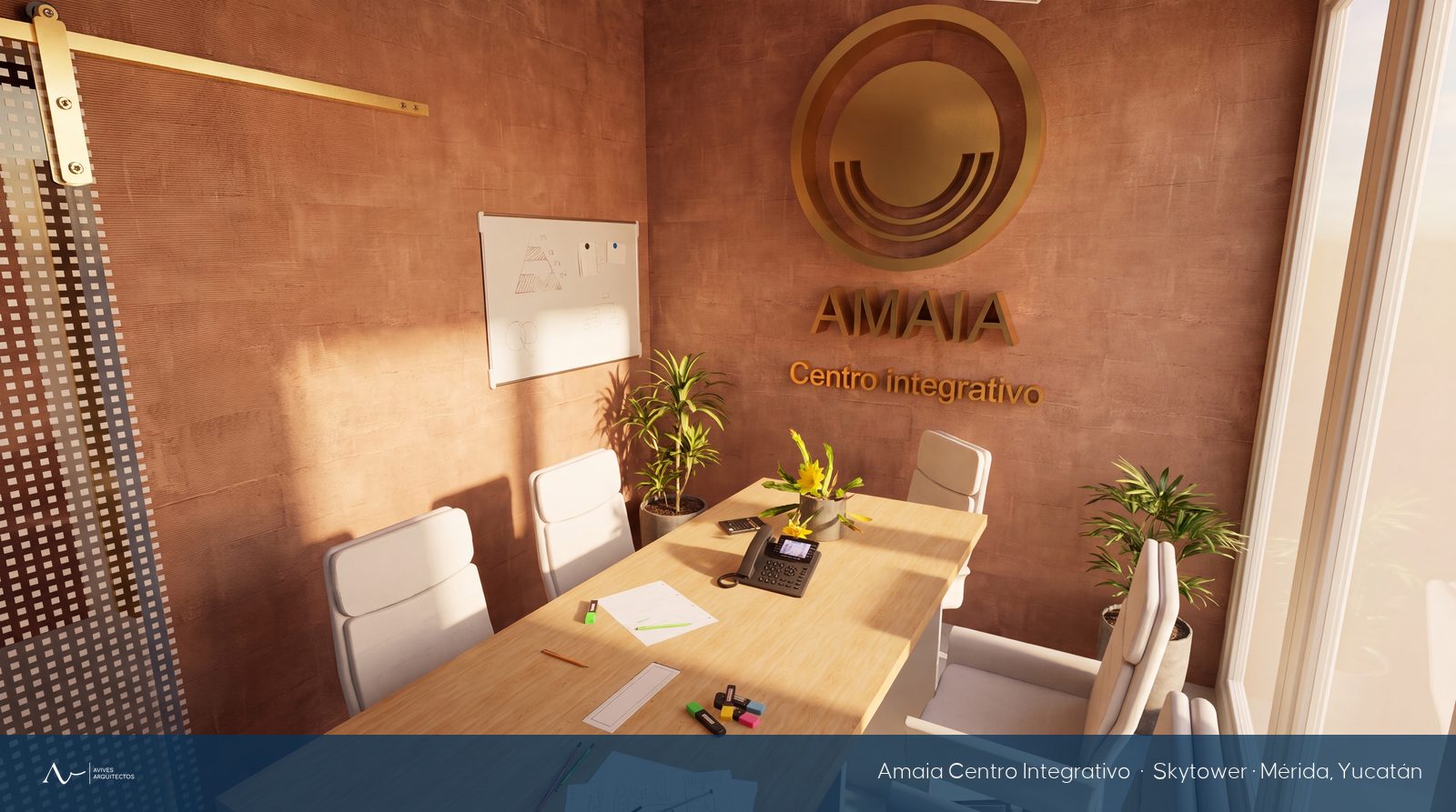 Sala de juntas de la clínica Amaia en Mérida, Yucatán
